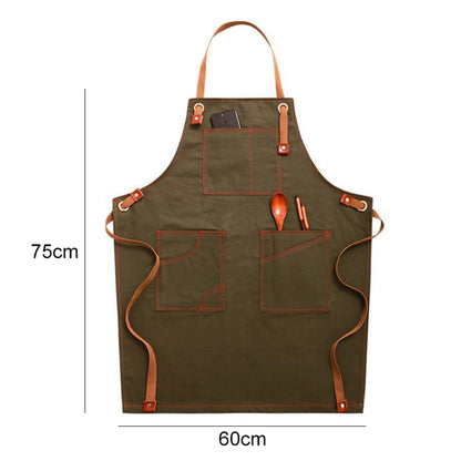 Household Denim Apron Barista Floral Tea Shop Barber Work Clothes, Specification: Adult Version(Green) by bashfashion