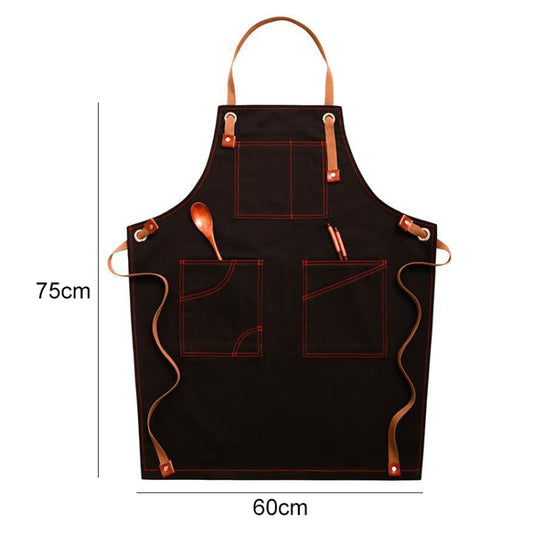 Household Denim Apron Barista Floral Tea Shop Barber Work Clothes, Specification: Adult Version(Black) by bashfashion