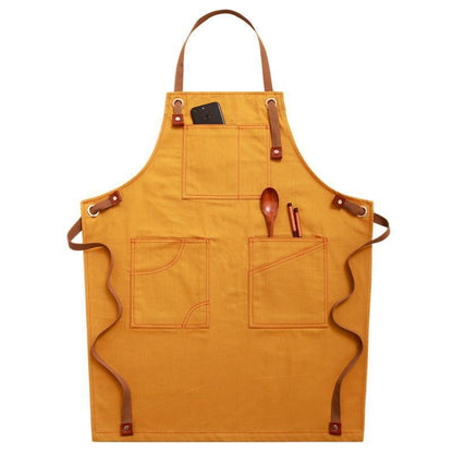 Household Denim Apron Barista Floral Tea Shop Barber Work Clothes, Specification: for Children 47cm(Yellow) by bashfashion