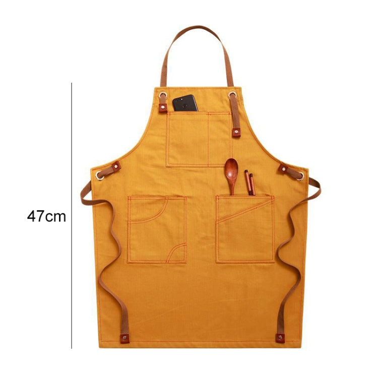Household Denim Apron Barista Floral Tea Shop Barber Work Clothes, Specification: for Children 47cm(Yellow) by bashfashion