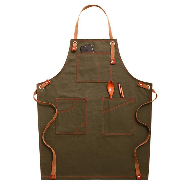 Household Denim Apron Barista Floral Tea Shop Barber Work Clothes, Specification: for Children 47cm(Green) by bashfashion