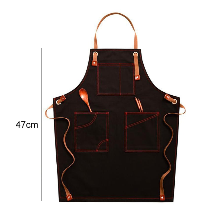 Household Denim Apron Barista Floral Tea Shop Barber Work Clothes, Specification: for Children 47cm(Black) by bashfashion