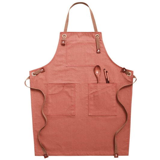 Household Denim Apron Barista Floral Tea Shop Barber Work Clothes, Specification: for Children 47cm(Brick Color) by bashfashion