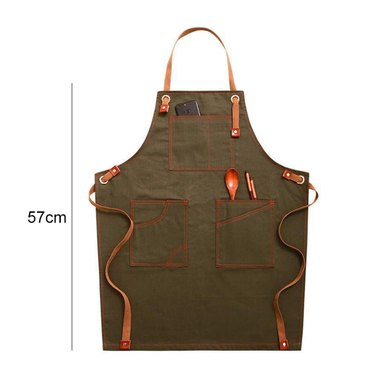 Household Denim Apron Barista Floral Tea Shop Barber Work Clothes, Specification: for Children 57cm(Green) by bashfashion