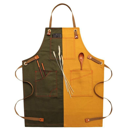 Household Denim Apron Barista Floral Tea Shop Barber Work Clothes, Specification: for Children 57cm(Double Color) by bashfashion