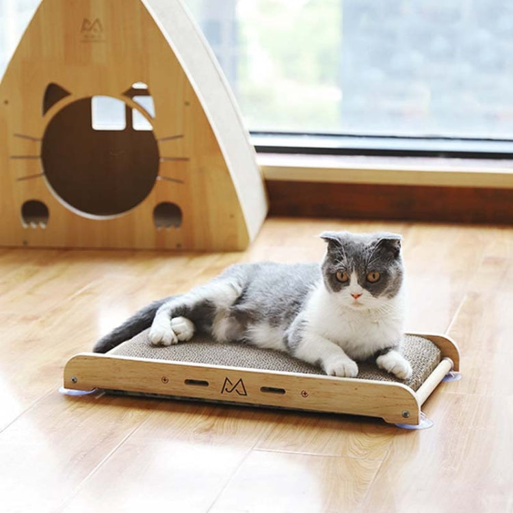 Solid Wood Vertical Cat Claw Board Corrugated Sofa Anti-Scratch Cat Toy(Primary Color) by bashfashion