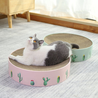 Round Corrugated Cat Scratcher Claw Sharpener Toy Bed, Colour: Green 41x41x10cm by bashfashion