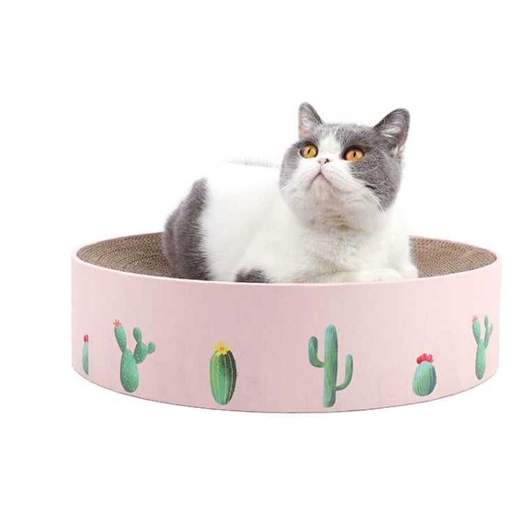 Round Corrugated Cat Scratcher Claw Sharpener Toy Bed, Colour: Pink 41x41x10cm by bashfashion