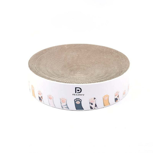 Round Corrugated Cat Scratcher Claw Sharpener Toy Bed, Colour: Paw Print 32x32x6cm by bashfashion