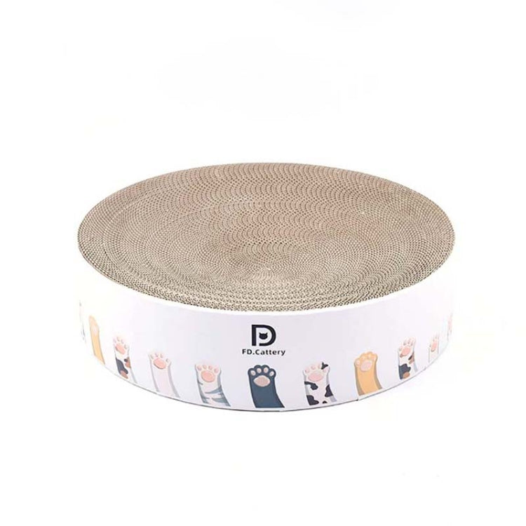 Round Corrugated Cat Scratcher Claw Sharpener Toy Bed, Colour: Paw Print 36x36x8cm by bashfashion