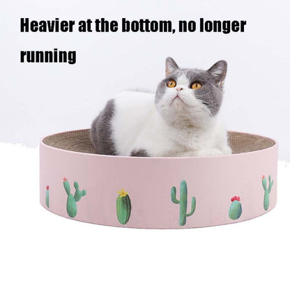 Round Corrugated Cat Scratcher Claw Sharpener Toy Bed, Colour: Paw Print 36x36x8cm by bashfashion