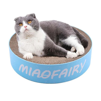 Round Corrugated Cat Scratcher Claw Sharpener Toy Bed, Colour: Blue Letters 41x41x10cm by bashfashion