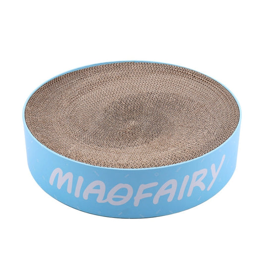 Round Corrugated Cat Scratcher Claw Sharpener Toy Bed, Colour: Blue Letters 41x41x10cm by bashfashion