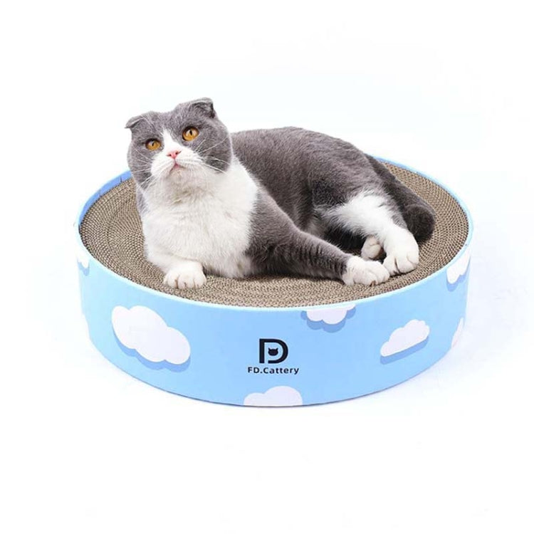 Round Corrugated Cat Scratcher Claw Sharpener Toy Bed, Colour: Cloud 32x32x6cm by bashfashion