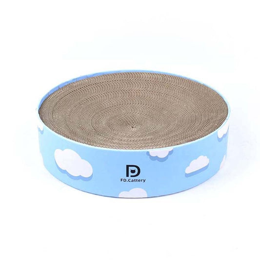 Round Corrugated Cat Scratcher Claw Sharpener Toy Bed, Colour: Cloud 32x32x6cm by bashfashion