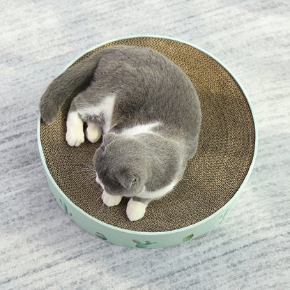 Round Corrugated Cat Scratcher Claw Sharpener Toy Bed, Colour: Cloud 32x32x6cm by bashfashion