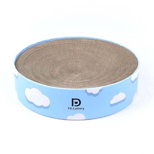 Round Corrugated Cat Scratcher Claw Sharpener Toy Bed, Colour: Cloud 41x41x10cm by bashfashion