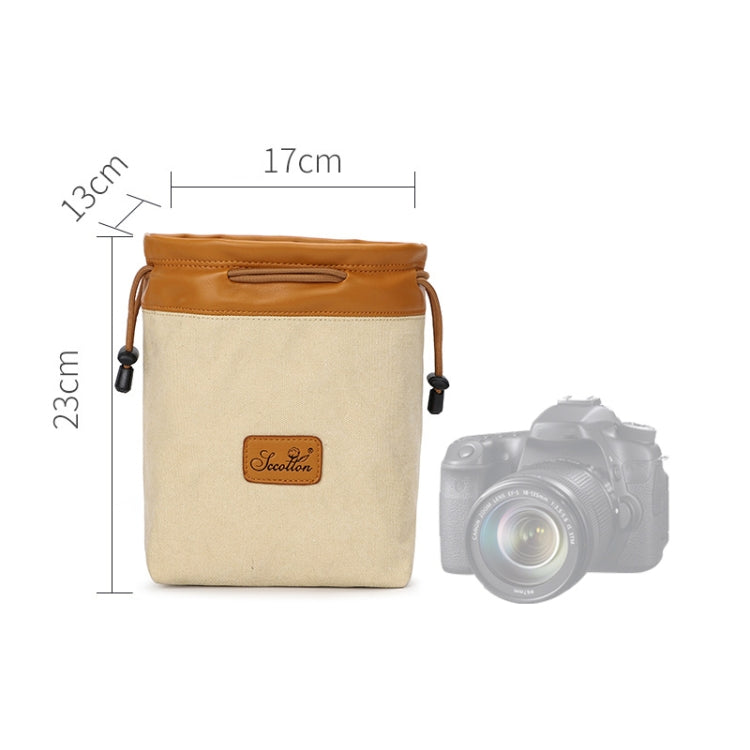 S.C.COTTON Liner Bag Waterproof Digital Protection Portable SLR Lens Bag Micro Single Camera Bag Photography Bag, Colour: Beige L by bashfashion