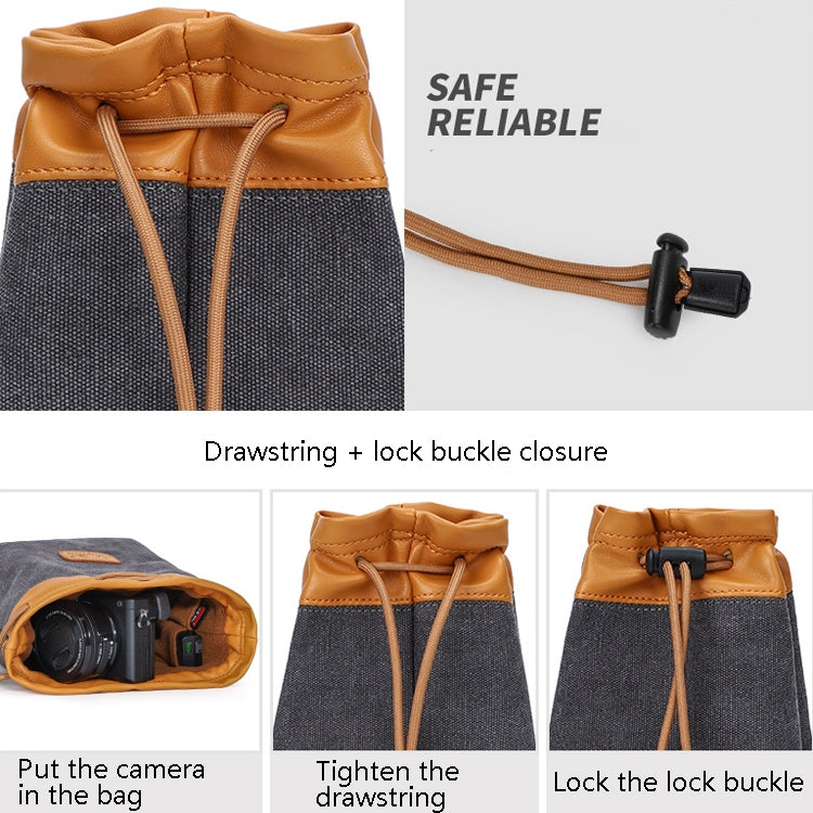 S.C.COTTON Liner Bag Waterproof Digital Protection Portable SLR Lens Bag Micro Single Camera Bag Photography Bag, Colour: Beige L by bashfashion