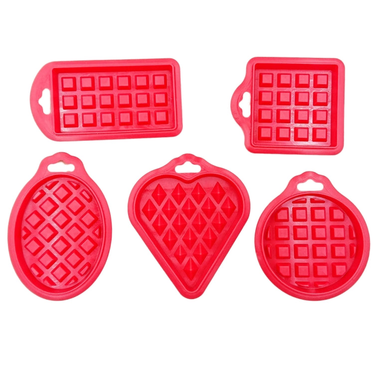 5 in 1 Food Grade Silicone Waffle Mold Kitchen Cake Set Baking Supplies(Red) by bashfashion