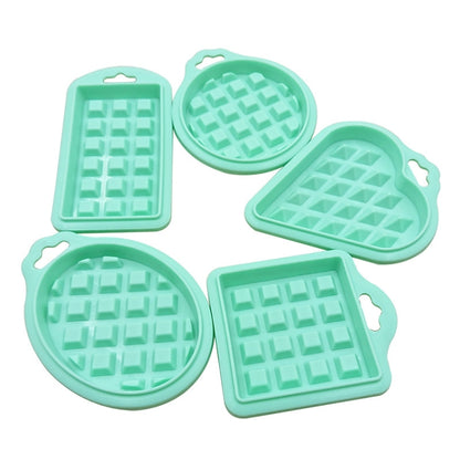 5 in 1 Food Grade Silicone Waffle Mold Kitchen Cake Set Baking Supplies(Green) by bashfashion