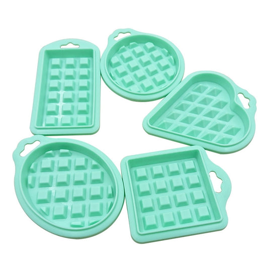 5 in 1 Food Grade Silicone Waffle Mold Kitchen Cake Set Baking Supplies(Green) by bashfashion