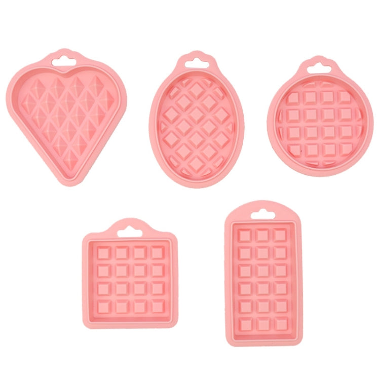 5 in 1 Food Grade Silicone Waffle Mold Kitchen Cake Set Baking Supplies(Pink) by bashfashion