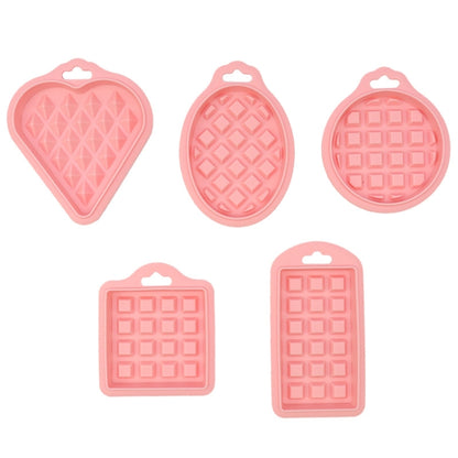 5 in 1 Food Grade Silicone Waffle Mold Kitchen Cake Set Baking Supplies(Pink) by bashfashion