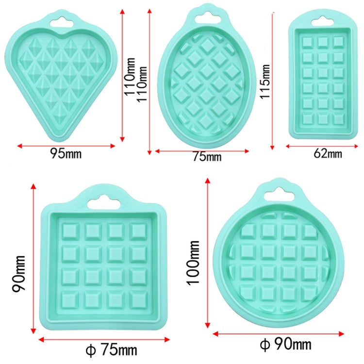 5 in 1 Food Grade Silicone Waffle Mold Kitchen Cake Set Baking Supplies(Pink) by bashfashion