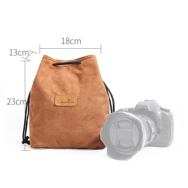 S.C.COTTON Liner Shockproof Digital Protection Portable SLR Lens Bag Micro Single Camera Bag Square Khaki L by S.C.COTTON