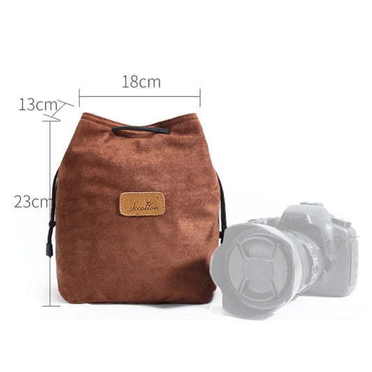 S.C.COTTON Liner Shockproof Digital Protection Portable SLR Lens Bag Micro Single Camera Bag Square Brown L by S.C.COTTON