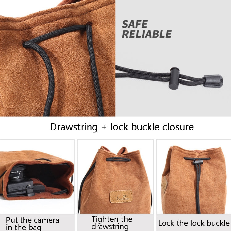 S.C.COTTON Liner Shockproof Digital Protection Portable SLR Lens Bag Micro Single Camera Bag Square Brown L by S.C.COTTON