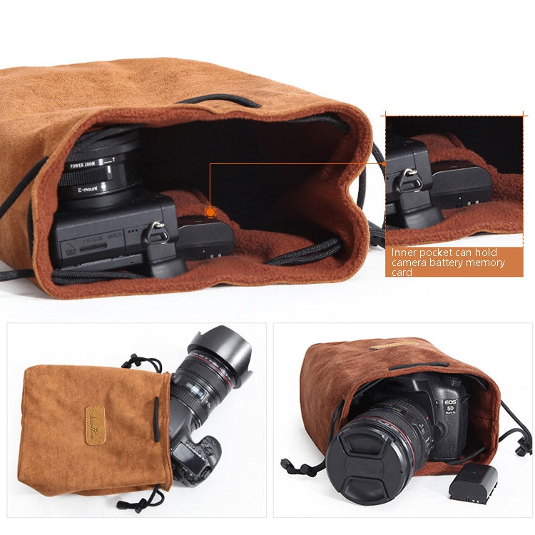 S.C.COTTON Liner Shockproof Digital Protection Portable SLR Lens Bag Micro Single Camera Bag Square Brown L by S.C.COTTON