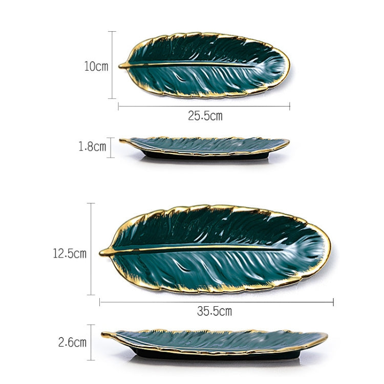 Phnom Penh Ceramic Dessert Plate Feather Plate Banana Leaf Fruit Dried Fruit Storage Tray, Size: Small (Bright Emerald) by bashfashion