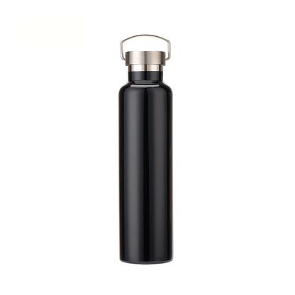304 Vacuum Stainless Steel Vacuum Flask Double-Layer Large-Capacity Outdoor Water Bottle Mountaineering Sports Bottle, Capacity: 500ml(Black) by bashfashion