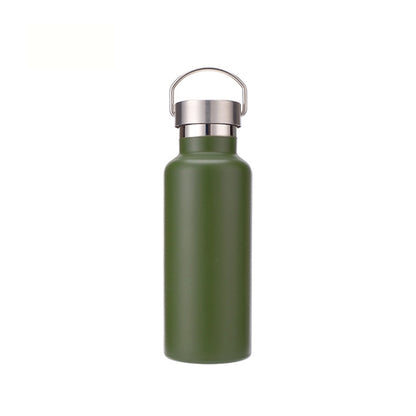 304 Vacuum Stainless Steel Vacuum Flask Double-Layer Large-Capacity Outdoor Water Bottle Mountaineering Sports Bottle, Capacity: 500ml(Green) by bashfashion