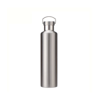 304 Vacuum Stainless Steel Vacuum Flask Double-Layer Large-Capacity Outdoor Water Bottle Mountaineering Sports Bottle, Capacity: 500ml(Steel Color) by bashfashion