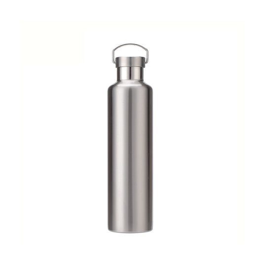 304 Vacuum Stainless Steel Vacuum Flask Double-Layer Large-Capacity Outdoor Water Bottle Mountaineering Sports Bottle, Capacity: 500ml(Steel Color) by bashfashion