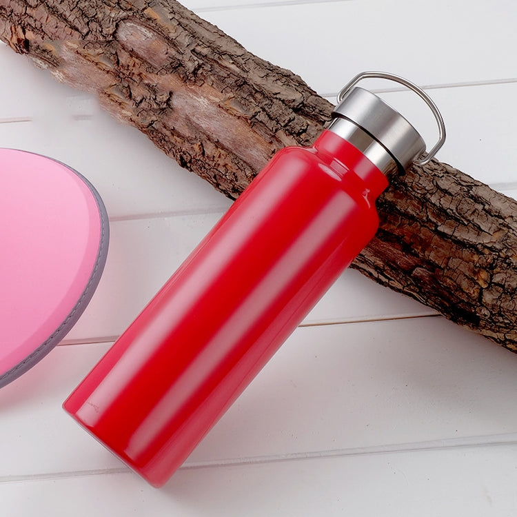 304 Vacuum Stainless Steel Vacuum Flask Double-Layer Large-Capacity Outdoor Water Bottle Mountaineering Sports Bottle, Capacity: 600ml(Red) by bashfashion