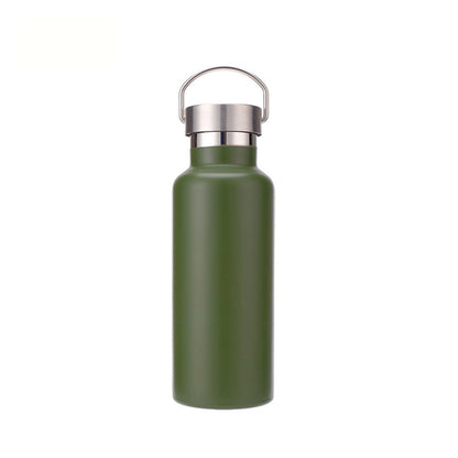 304 Vacuum Stainless Steel Vacuum Flask Double-Layer Large-Capacity Outdoor Water Bottle Mountaineering Sports Bottle, Capacity: 600ml(Green) by bashfashion