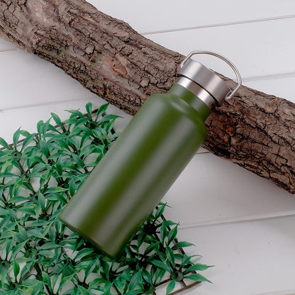 304 Vacuum Stainless Steel Vacuum Flask Double-Layer Large-Capacity Outdoor Water Bottle Mountaineering Sports Bottle, Capacity: 600ml(Green) by bashfashion