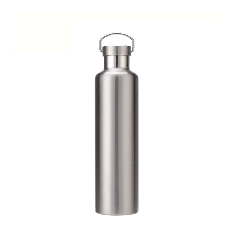 304 Vacuum Stainless Steel Vacuum Flask Double-Layer Large-Capacity Outdoor Water Bottle Mountaineering Sports Bottle, Capacity: 600ml(Steel Color) by bashfashion