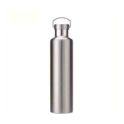 304 Vacuum Stainless Steel Vacuum Flask Double-Layer Large-Capacity Outdoor Water Bottle Mountaineering Sports Bottle, Capacity: 600ml(Steel Color) by bashfashion