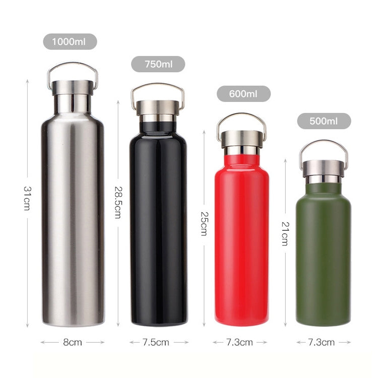 304 Vacuum Stainless Steel Vacuum Flask Double-Layer Large-Capacity Outdoor Water Bottle Mountaineering Sports Bottle, Capacity: 600ml(Green) by bashfashion