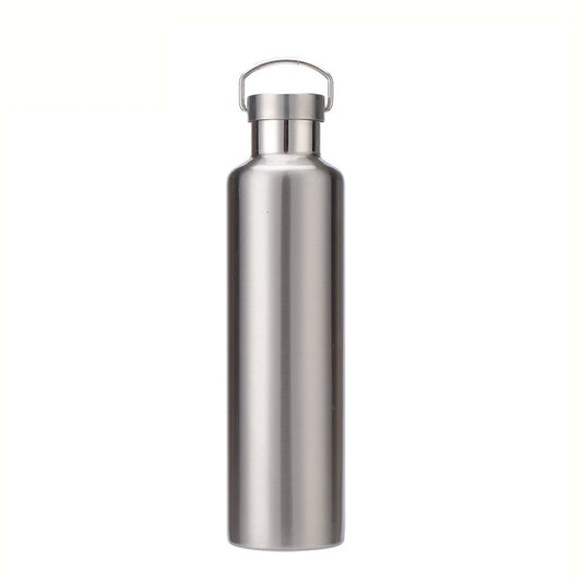 304 Vacuum Stainless Steel Vacuum Flask Double-Layer Large-Capacity Outdoor Water Bottle Mountaineering Sports Bottle, Capacity: 750ml(Steel Color) by bashfashion