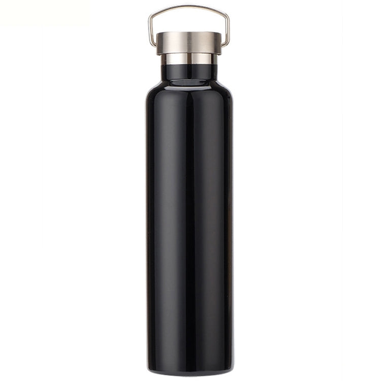 304 Vacuum Stainless Steel Vacuum Flask Double-Layer Large-Capacity Outdoor Water Bottle Mountaineering Sports Bottle, Capacity: 1000ml(Black) by bashfashion