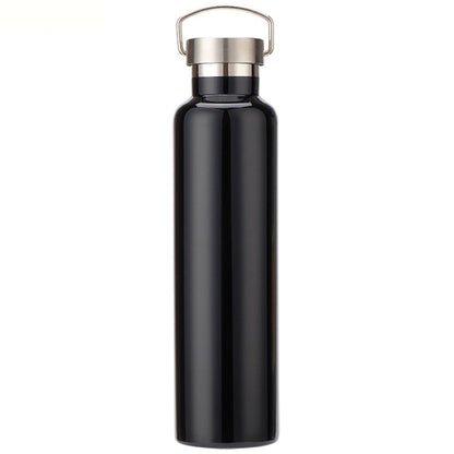 304 Vacuum Stainless Steel Vacuum Flask Double-Layer Large-Capacity Outdoor Water Bottle Mountaineering Sports Bottle, Capacity: 1000ml(Black) by bashfashion