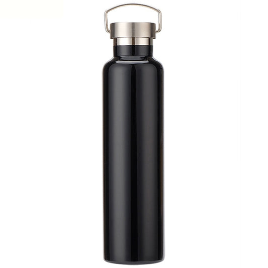 304 Vacuum Stainless Steel Vacuum Flask Double-Layer Large-Capacity Outdoor Water Bottle Mountaineering Sports Bottle, Capacity: 1000ml(Black) by bashfashion