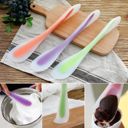 Multifunctional Double-Headed Dual-Purpose Silicone Spatula Translucent Spoon Baking Tool, Random Color Delivery by bashfashion