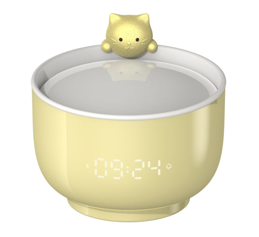 Cat Alarm Clock Night Light 2W LED Rechargeable Adjustable Children Bedroom Bedside Light(Beige) by bashfashion